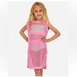 Beach Riot NWT Kids Sz 3/4 Holly Crochet Dress Cover Up 100% Cotton Prism Pink